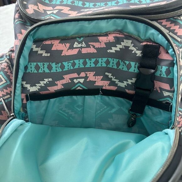 Kelty Built Women's Aztec Print Multipocketed Backpack Blue Pink Southwestern - Picture 7 of 16